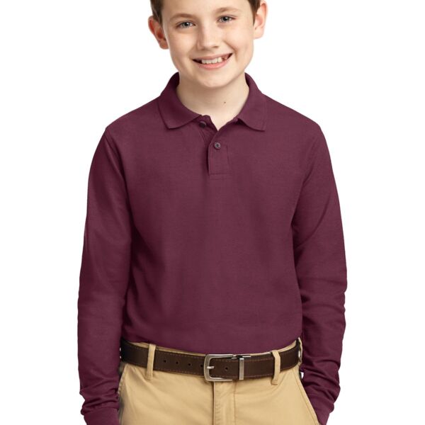 Youth Long Sleeve Silk Touch Polo Thumbnail