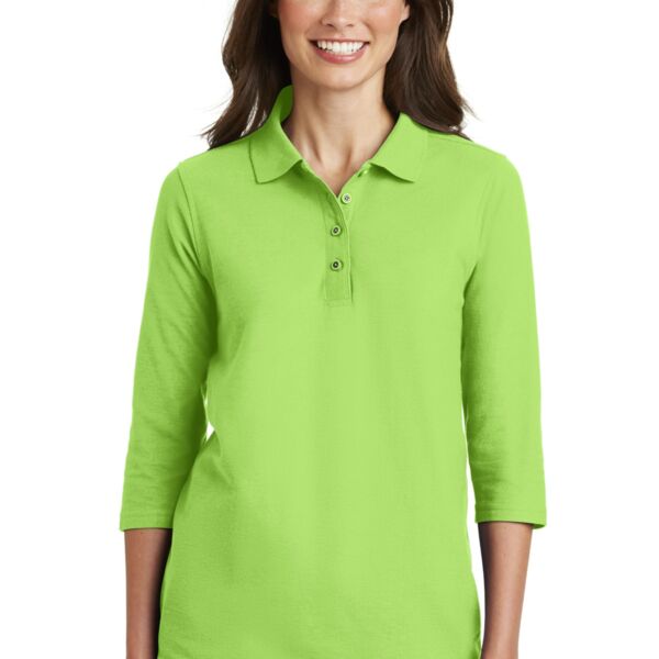 Ladies Silk Touch 3/4 Sleeve Polo Thumbnail