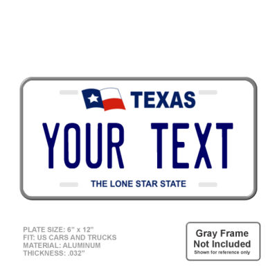 Texas Full Size 6" X 12" Personalized Novelty License Plate  Thumbnail