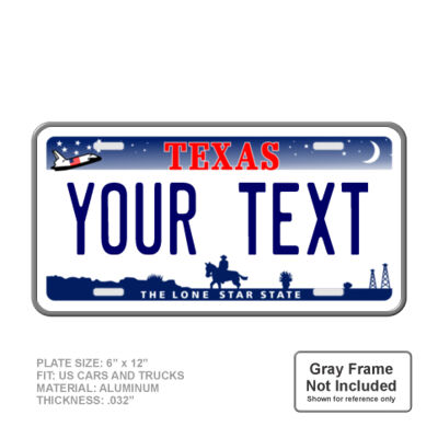 Texas Full Size 6" X 12" Personalized Novelty License Plate Thumbnail
