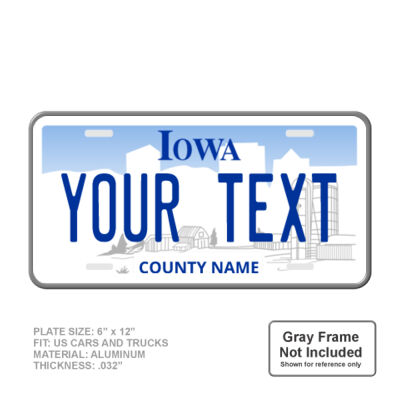 Iowa Personalized Full Size 6" X 12" Personalized Novelty License Plate Thumbnail